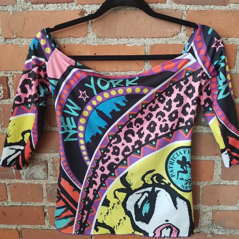 vintage Patricia Field NY off shoulder top bright - Picture 5 of 5